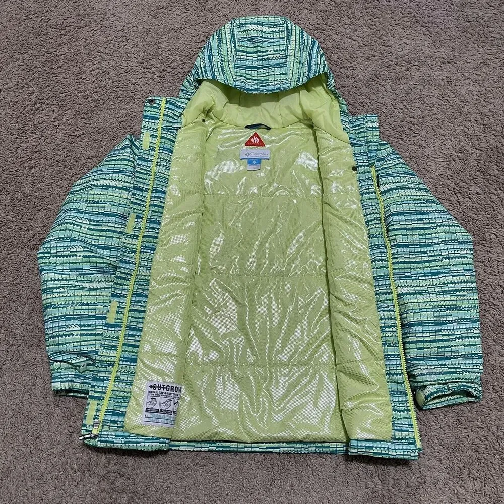 Columbia Jacket Youth XL Green Waterproof Magic Mile Tippet Digi Print Outdoor